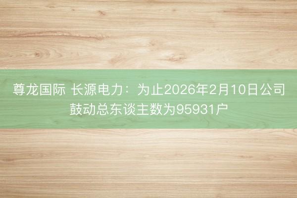 尊龙国际 长源电力：为止2026年2月10日公司鼓动总东谈主数为95931户