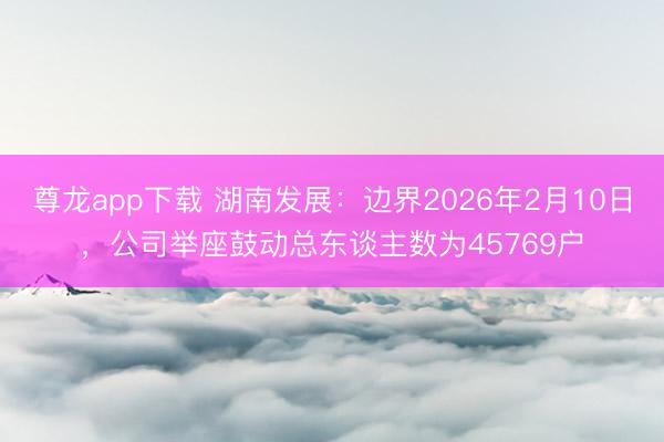 尊龙app下载 湖南发展：边界2026年2月10日，公司举座鼓动总东谈主数为45769户
