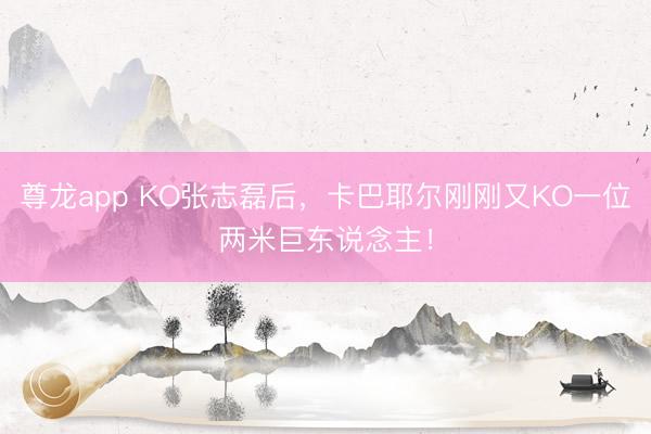 尊龙app KO张志磊后，卡巴耶尔刚刚又KO一位两米巨东说念主！