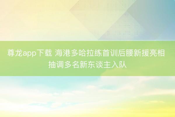 尊龙app下载 海港多哈拉练首训后腰新援亮相 抽调多名新东谈主入队