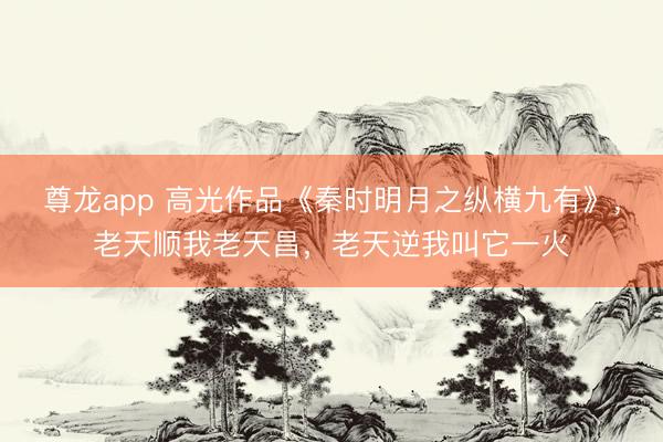 尊龙app 高光作品《秦时明月之纵横九有》,老天顺我老天昌,老天逆我叫它一火