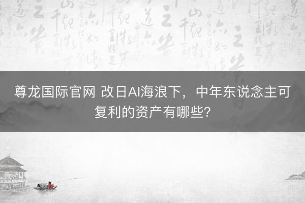 尊龙国际官网 改日AI海浪下，中年东说念主可复利的资产有哪些？