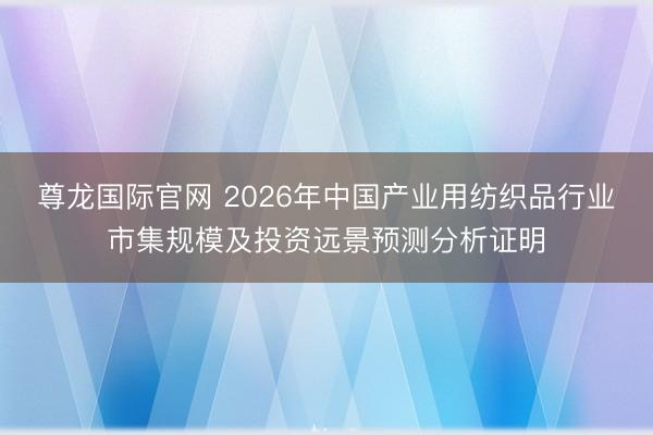 尊龙国际官网 2026年中国产业用纺织品行业市集规模及投资远景预测分析证明