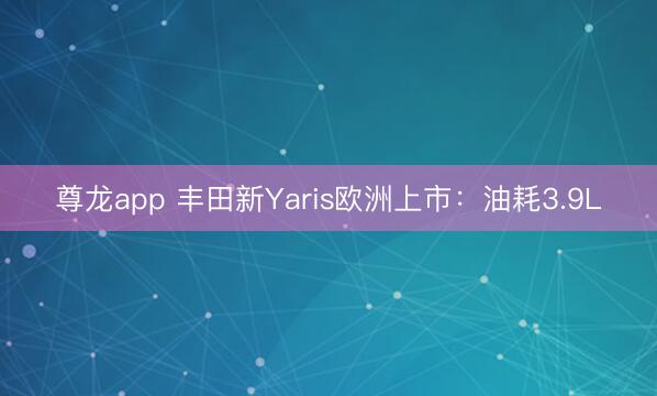 尊龙app 丰田新Yaris欧洲上市:油耗3.9L