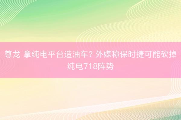 尊龙 拿纯电平台造油车? 外媒称保时捷可能砍掉纯电718阵势