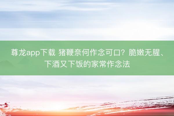 尊龙app下载 猪鞭奈何作念可口?脆嫩无腥、下酒又下饭的家常作念法