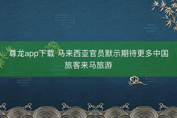 尊龙app下载 马来西亚官员默示期待更多中国旅客来马旅游