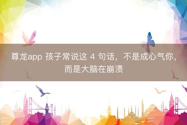 尊龙app 孩子常说这 4 句话，不是成心气你，而是大脑在崩溃