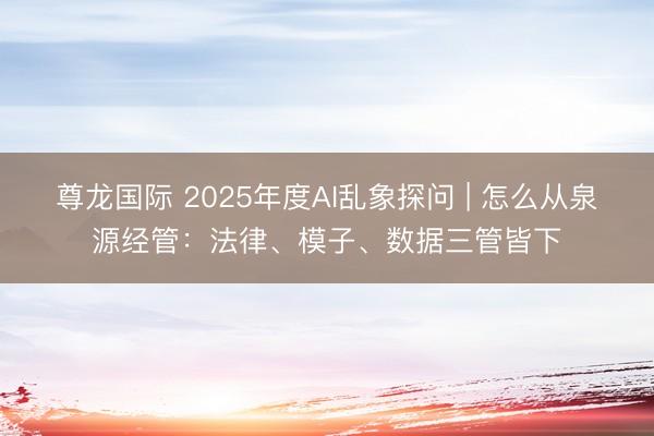 尊龙国际 2025年度AI乱象探问 | 怎么从泉源经管：法律、模子、数据三管皆下