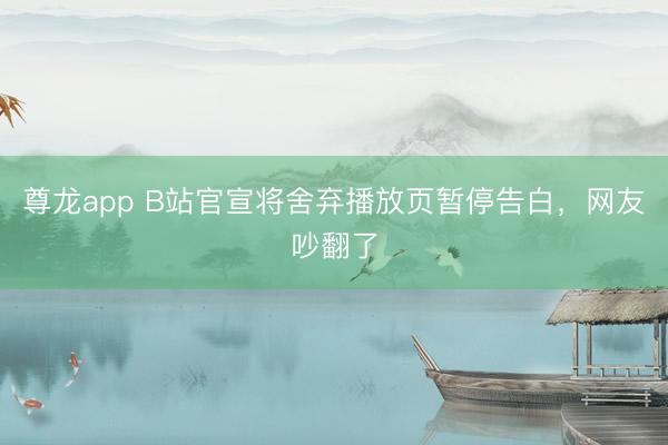 尊龙app B站官宣将舍弃播放页暂停告白,网友吵翻了