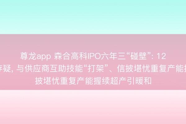 尊龙app 森合高科IPO六年三“碰壁”: 12家零实缴客户存疑， 与供应商互助技能“打架”、信披堪忧重复产能握续超产引暖和
