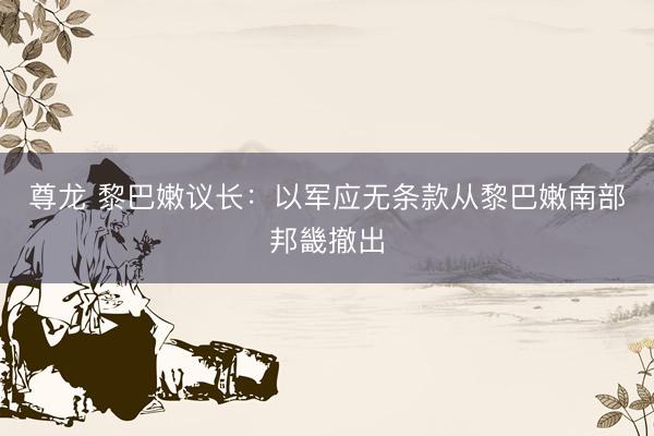 尊龙 黎巴嫩议长：以军应无条款从黎巴嫩南部邦畿撤出