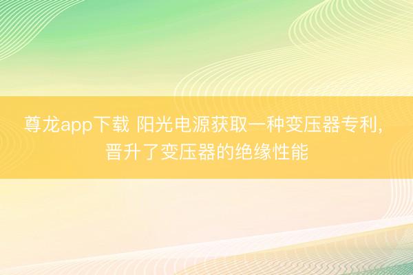 尊龙app下载 阳光电源获取一种变压器专利， 晋升了变压器的绝缘性能
