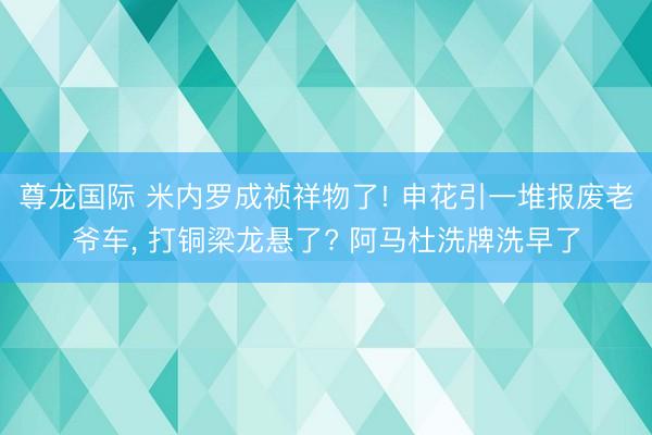尊龙国际 米内罗成祯祥物了! 申花引一堆报废老爷车， 打铜梁龙悬了? 阿马杜洗牌洗早了