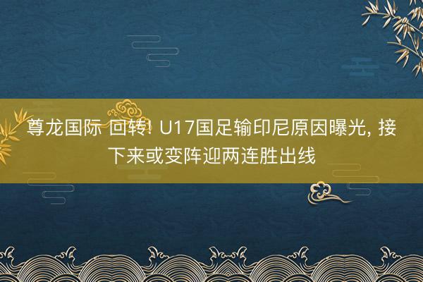 尊龙国际 回转! U17国足输印尼原因曝光， 接下来或变阵迎两连胜出线
