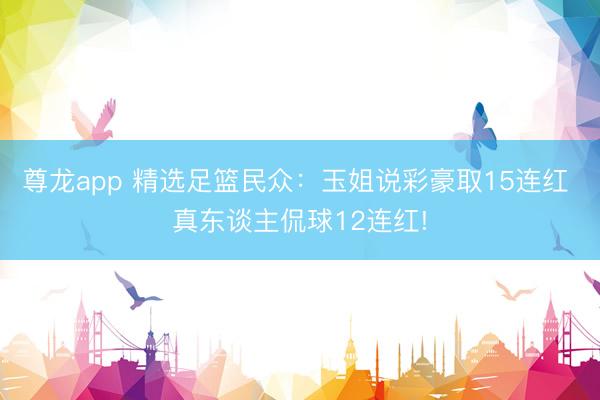 尊龙app 精选足篮民众：玉姐说彩豪取15连红 真东谈主侃球12连红!