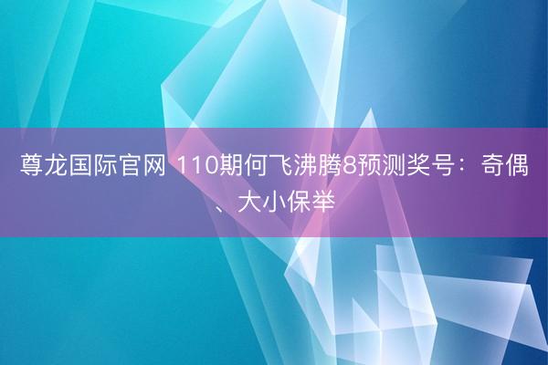 尊龙国际官网 110期何飞沸腾8预测奖号：奇偶、大小保举