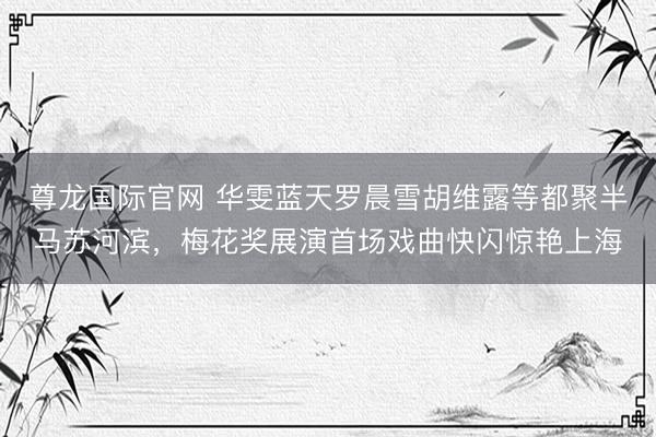 尊龙国际官网 华雯蓝天罗晨雪胡维露等都聚半马苏河滨，梅花奖展演首场戏曲快闪惊艳上海