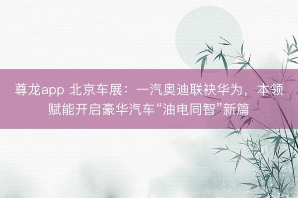 尊龙app 北京车展：一汽奥迪联袂华为，本领赋能开启豪华汽车“油电同智”新篇
