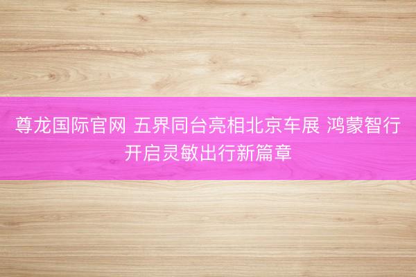 尊龙国际官网 五界同台亮相北京车展 鸿蒙智行开启灵敏出行新篇章