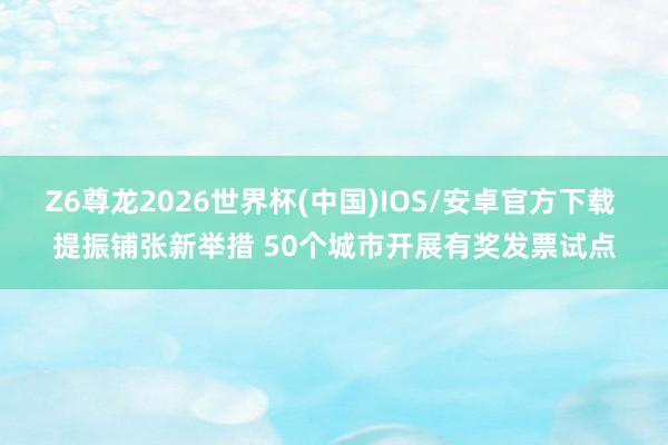 Z6尊龙2026世界杯(中国)IOS/安卓官方下载 提振铺张新举措 50个城市开展有奖发票试点