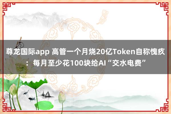 尊龙国际app 高管一个月烧20亿Token自称愧疚：每月至少花100块给AI“交水电费”