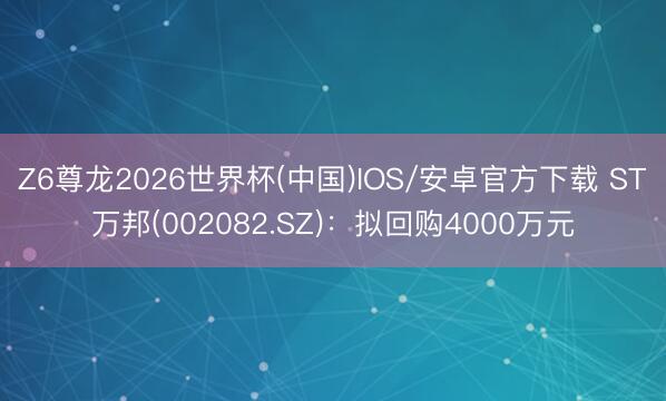 Z6尊龙2026世界杯(中国)IOS/安卓官方下载 ST万邦(002082.SZ)：拟回购4000万元