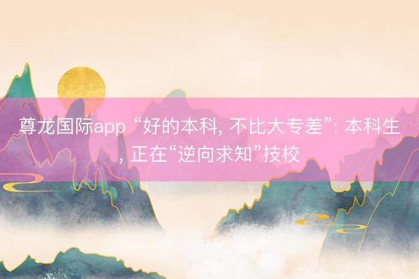 尊龙国际app “好的本科, 不比大专差”: 本科生, 正在“逆向求知”技校