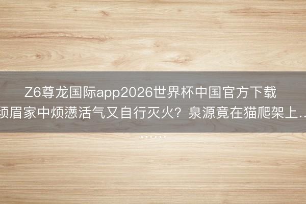 Z6尊龙国际app2026世界杯中国官方下载 一须眉家中烦懑活气又自行灭火？泉源竟在猫爬架上……