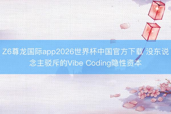 Z6尊龙国际app2026世界杯中国官方下载 没东说念主驳斥的Vibe Coding隐性资本