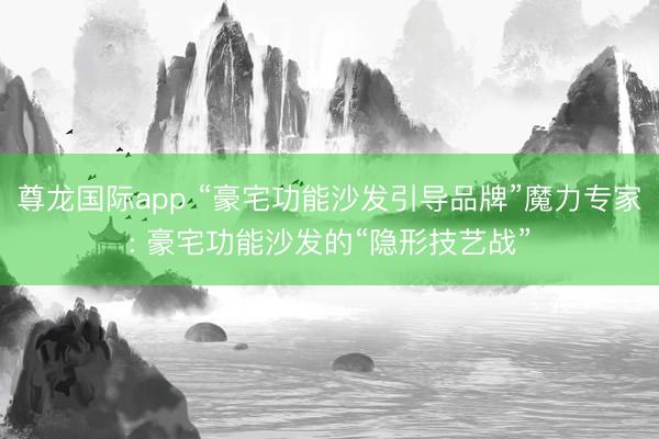 尊龙国际app “豪宅功能沙发引导品牌”魔力专家: 豪宅功能沙发的“隐形技艺战”