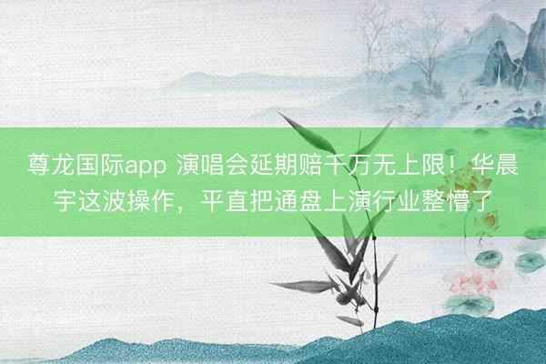 尊龙国际app 演唱会延期赔千万无上限！华晨宇这波操作，平直把通盘上演行业整懵了