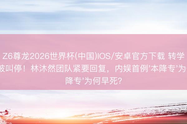 Z6尊龙2026世界杯(中国)IOS/安卓官方下载 转学公示突被叫停！林沐然团队紧要回复，内娱首例'本降专'为何早死？