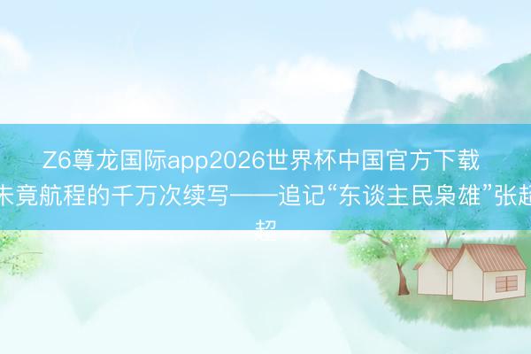 Z6尊龙国际app2026世界杯中国官方下载 未竟航程的千万次续写——追记“东谈主民枭雄”张超