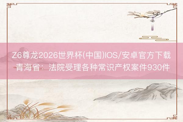 Z6尊龙2026世界杯(中国)IOS/安卓官方下载 青海省：法院受理各种常识产权案件930件