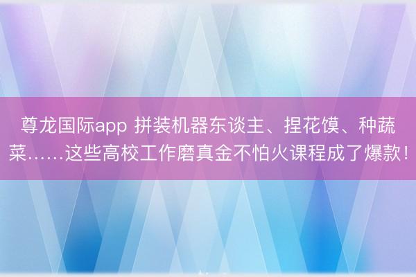 尊龙国际app 拼装机器东谈主、捏花馍、种蔬菜……这些高校工作磨真金不怕火课程成了爆款!