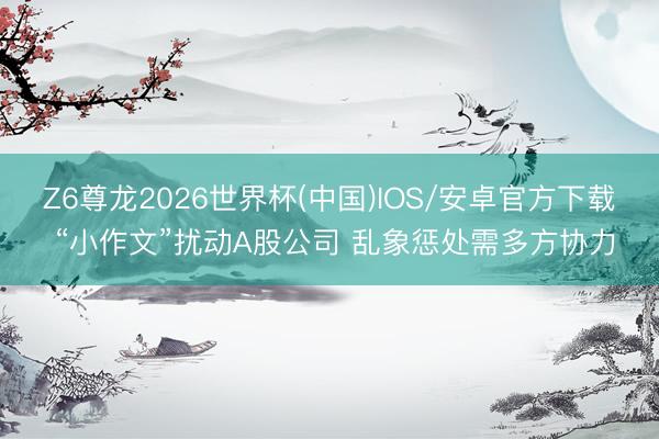 Z6尊龙2026世界杯(中国)IOS/安卓官方下载 “小作文”扰动A股公司 乱象惩处需多方协力
