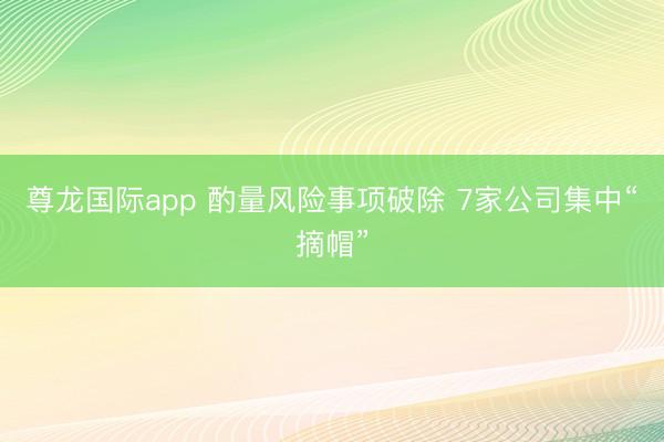 尊龙国际app 酌量风险事项破除 7家公司集中“摘帽”
