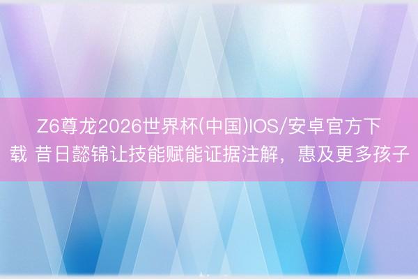 Z6尊龙2026世界杯(中国)IOS/安卓官方下载 昔日懿锦让技能赋能证据注解，惠及更多孩子