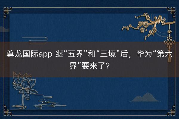 尊龙国际app 继“五界”和“三境”后，华为“第六界”要来了？